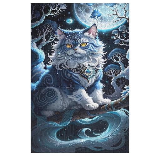 Holzpuzzles 1000 Teile Katze -Puzzle Für Jungen Und Mädchen, Schwierigkeitsgrad, Lernspiele, Familienspielzeug （78×53cm） von PPZYY