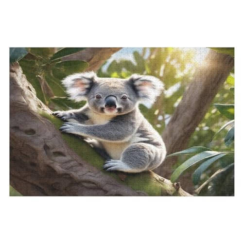 Holzpuzzles 1000 Teile Koala -Puzzle Für Jungen Und Mädchen, Schwierigkeitsgrad, Lernspiele, Familienspielzeug （75×50cm） von PPZYY