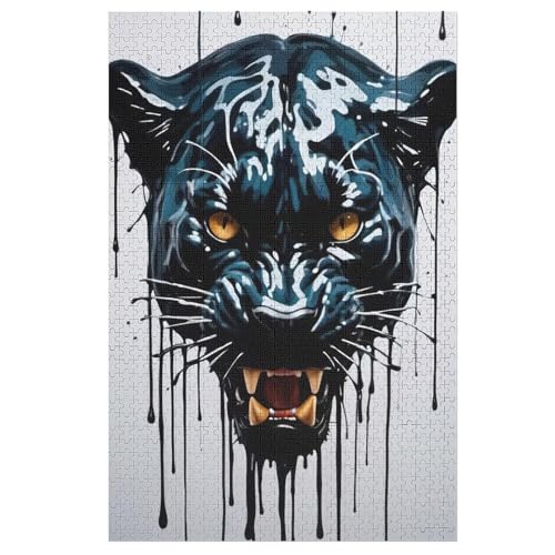 Holzpuzzles 1000 Teile Leopard -Puzzle Für Jungen Und Mädchen, Schwierigkeitsgrad, Lernspiele, Familienspielzeug （78×53cm） von PPZYY