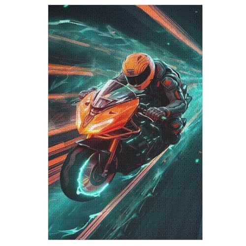 Holzpuzzles 1000 Teile Motorrad -Puzzle Für Jungen Und Mädchen, Schwierigkeitsgrad, Lernspiele, Familienspielzeug （78×53cm） von PPZYY