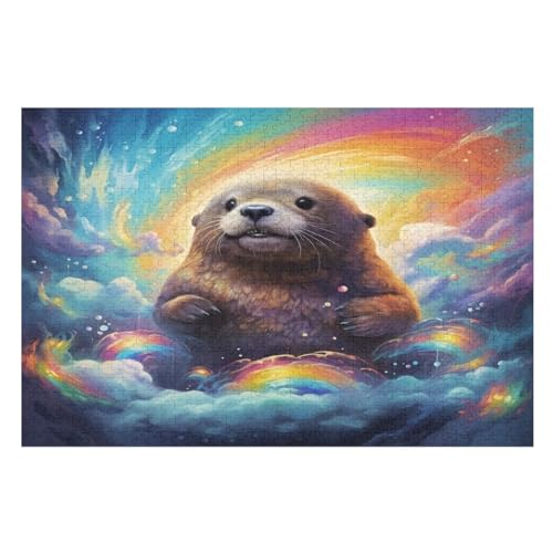 Holzpuzzles 1000 Teile Otter -Puzzle Für Jungen Und Mädchen, Schwierigkeitsgrad, Lernspiele, Familienspielzeug （75×50cm） von PPZYY