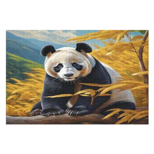 Holzpuzzles 1000 Teile Panda -Puzzle Für Jungen Und Mädchen, Schwierigkeitsgrad, Lernspiele, Familienspielzeug （75×50cm） von PPZYY
