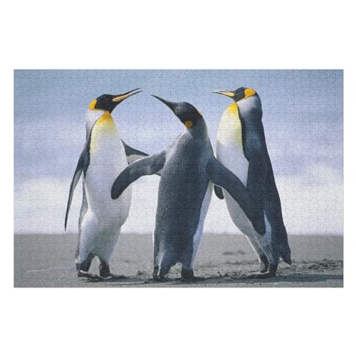 Holzpuzzles 1000 Teile Pinguin -Puzzle Für Jungen Und Mädchen, Schwierigkeitsgrad, Lernspiele, Familienspielzeug （75×50cm） von PPZYY