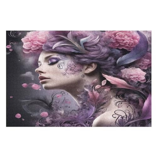 Holzpuzzles 1000 Teile Rosengöttin -Puzzle Für Jungen Und Mädchen, Schwierigkeitsgrad, Lernspiele, Familienspielzeug （75×50cm） von PPZYY