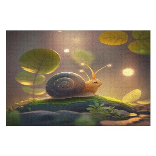 Holzpuzzles 1000 Teile Schnecken -Puzzle Für Jungen Und Mädchen, Schwierigkeitsgrad, Lernspiele, Familienspielzeug （75×50cm） von PPZYY