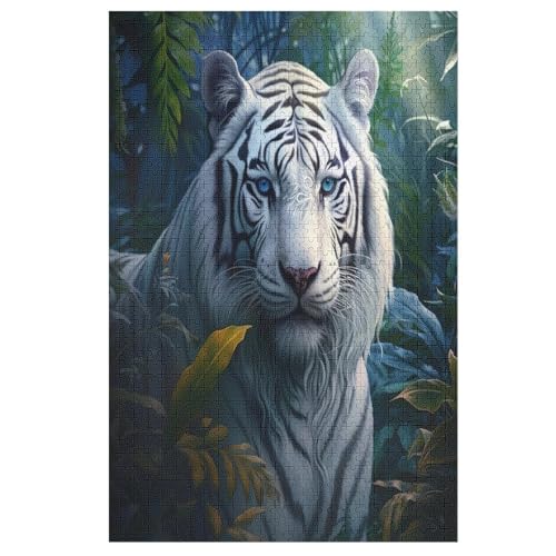 Holzpuzzles 1000 Teile Tiger -Puzzle Für Jungen Und Mädchen, Schwierigkeitsgrad, Lernspiele, Familienspielzeug （78×53cm） von PPZYY