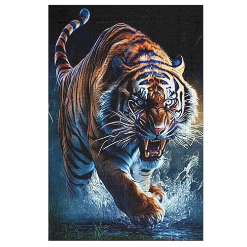 Holzpuzzles 1000 Teile Tiger -Puzzle Für Jungen Und Mädchen, Schwierigkeitsgrad, Lernspiele, Familienspielzeug （78×53cm） von PPZYY