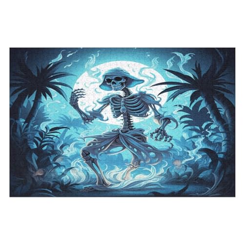 Holzpuzzles 1000 Teile Totenkopf -Puzzle Für Jungen Und Mädchen, Schwierigkeitsgrad, Lernspiele, Familienspielzeug （75×50cm） von PPZYY
