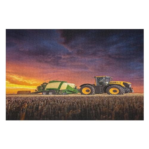 Holzpuzzles 1000 Teile Traktor -Puzzle Für Jungen Und Mädchen, Schwierigkeitsgrad, Lernspiele, Familienspielzeug （75×50cm） von PPZYY