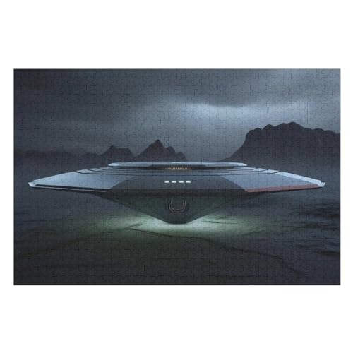 Holzpuzzles 1000 Teile UFO -Puzzle Für Jungen Und Mädchen, Schwierigkeitsgrad, Lernspiele, Familienspielzeug （75×50cm） von PPZYY