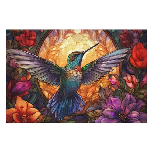 Holzpuzzles 1000 Teile Vogel -Puzzle Für Jungen Und Mädchen, Schwierigkeitsgrad, Lernspiele, Familienspielzeug （75×50cm） von PPZYY