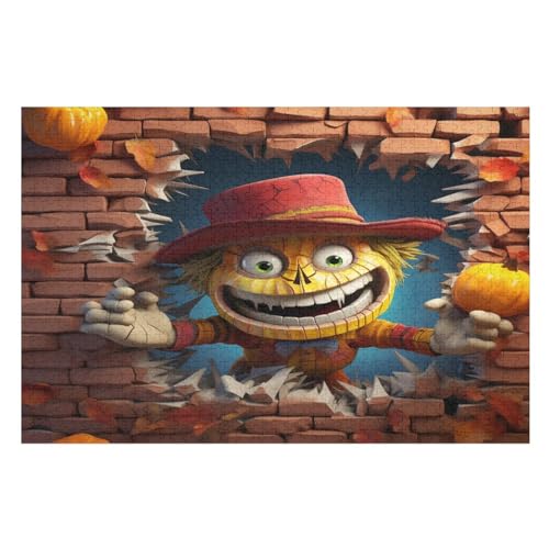 Holzpuzzles 1000 Teile Vogelscheuche -Puzzle Für Jungen Und Mädchen, Schwierigkeitsgrad, Lernspiele, Familienspielzeug （75×50cm） von PPZYY
