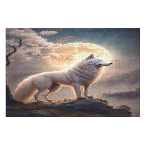 Holzpuzzles 1000 Teile Wolf -Puzzle Für Jungen Und Mädchen, Schwierigkeitsgrad, Lernspiele, Familienspielzeug （75×50cm） von PPZYY