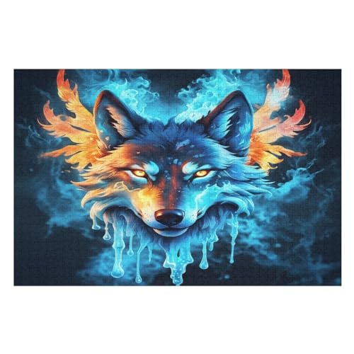 Holzpuzzles 1000 Teile Wolf -Puzzle Für Jungen Und Mädchen, Schwierigkeitsgrad, Lernspiele, Familienspielzeug （75×50cm） von PPZYY