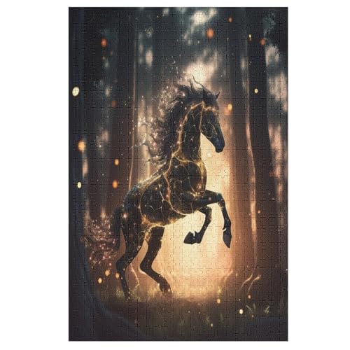 Horse 1000 Teile Premium-Puzzles Für Erwachsene Kinder- Holzpuzzles Spaß Und Lernspiele - Perfekte Puzzle-Geschenke （78×53cm） von PPZYY