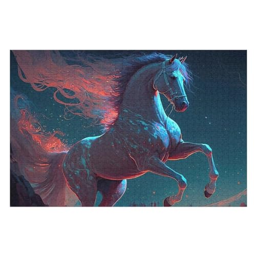 Horse 1000 Teile Puzzles Für Erwachsene, Impossible Puzzle, Geschicklichkeitsspiel Für Die Ganze Familie, Kinder Holzpuzzle （75×50cm） von PPZYY