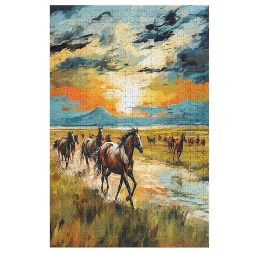 Horse Holzpuzzle 1000 Teile Klassische Puzzles Erwachsene Kinder Puzzle DIY Kit Holzspielzeug Einzigartiges Geschenk （78×53cm） von PPZYY