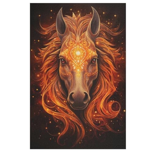 Horse Holzpuzzle 1000 Teile Klassische Puzzles Erwachsene Kinder Puzzle DIY Kit Holzspielzeug Einzigartiges Geschenk （78×53cm） von PPZYY
