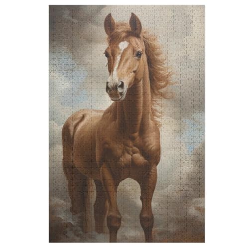 Horse Holzpuzzle 1000 Teile Klassische Puzzles Erwachsene Kinder Puzzle DIY Kit Holzspielzeug Einzigartiges Geschenk （78×53cm） von PPZYY