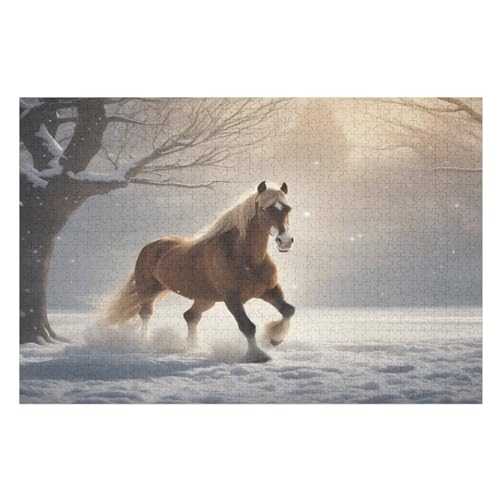 Horse Puzzle 1000 Teile, Holzpuzzle Für Erwachsene Kinder, Impossible Puzzles, Geschicklichkeitsspiel Für Die Ganze Familie （75×50cm） von PPZYY