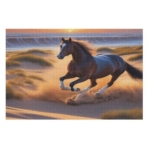 Horse Puzzle 1000 Teile, Holzpuzzle Herausforderndes Geschicklichkeitsspiel Für Die Ganze Familie, Kinder Erwachsenenpuzzle Ab 12 Jahren （75×50cm） von PPZYY