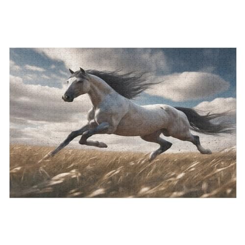Horse Puzzle 1000 Teile, Holzpuzzle Herausforderndes Geschicklichkeitsspiel Für Die Ganze Familie, Kinder Erwachsenenpuzzle Ab 12 Jahren （75×50cm） von PPZYY