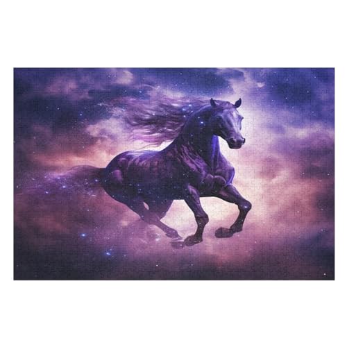 Horse-Puzzle Für Erwachsene, 1000 Teile, Holzpuzzle, Kinderpuzzle, Dekompressionsspiel, Spielzeugpuzzle （75×50cm） von PPZYY