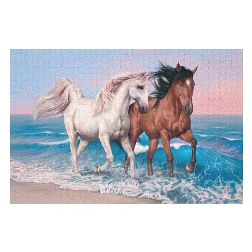 Horse Puzzle Für Erwachsene 1000 Teile Premium Recyceltes Brett Zum Lernen, Lernspielzeug, Familienspiele Kinder Holzpuzzle （75×50cm） von PPZYY