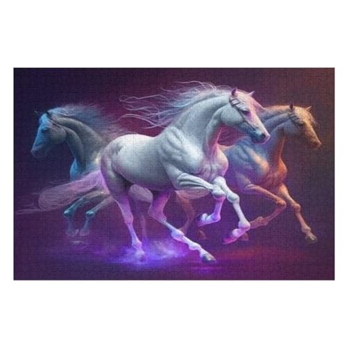 Horse Puzzles 1000 Teile Erwachsener Kniffel Spaß Für Die Ganze Familie, Holzpuzzle Kinder Erwachsene, Impossible Puzzle Schwer （75×50cm） von PPZYY