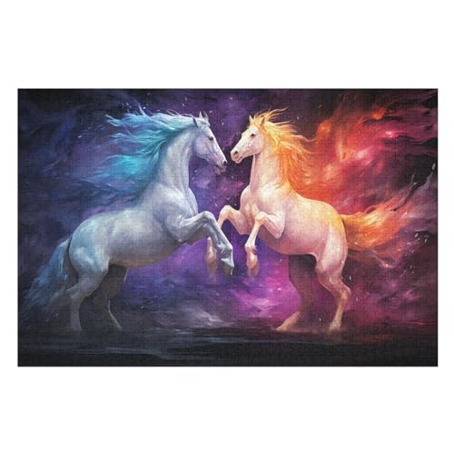 Horse Puzzles 1000 Teile Erwachsener Kniffel Spaß Für Die Ganze Familie, Holzpuzzle Kinder Erwachsene, Impossible Puzzle Schwer （75×50cm） von PPZYY