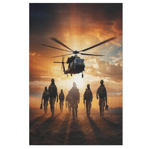 Hubschrauber Holzpuzzle 1000 Teile Klassische Puzzles Erwachsene Kinder Puzzle DIY Kit Holzspielzeug Einzigartiges Geschenk （78×53cm） von PPZYY