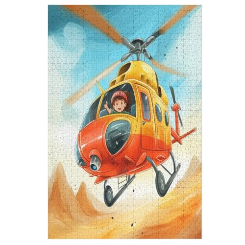 Hubschrauber Holzpuzzle 1000 Teile Klassische Puzzles Erwachsene Kinder Puzzle DIY Kit Holzspielzeug Einzigartiges Geschenk （78×53cm） von PPZYY