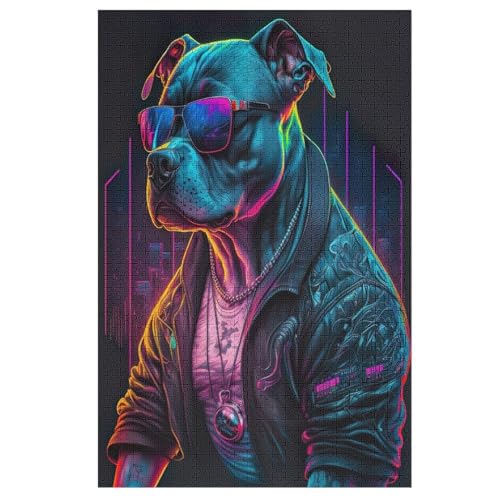 Hund Holzpuzzle 1000 Teile, Knobelspiele Für Erwachsene, Teenager, Puzzles Unmögliche - Kinder Puzzle Zimmer Deko （78×53cm） von PPZYY