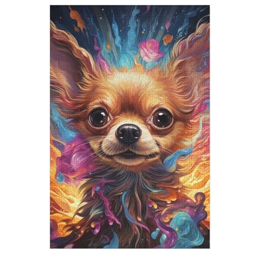 Hund Puzzle 1000 Teile, Holzpuzzle Herausforderndes Geschicklichkeitsspiel Für Die Ganze Familie, Kinder Erwachsenenpuzzle Ab 12 Jahren （78×53cm） von PPZYY