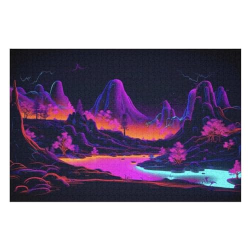 Jungle Landschaft 1000 Teile Puzzles Für Erwachsene, Impossible Puzzle, Geschicklichkeitsspiel Für Die Ganze Familie, Kinder Holzpuzzle （75×50cm） von PPZYY