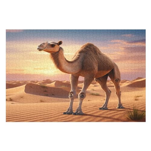 Kamel Holzpuzzle 1000 Teile Klassische Puzzles Erwachsene Kinder Puzzle DIY Kit Holzspielzeug Einzigartiges Geschenk （75×50cm） von PPZYY