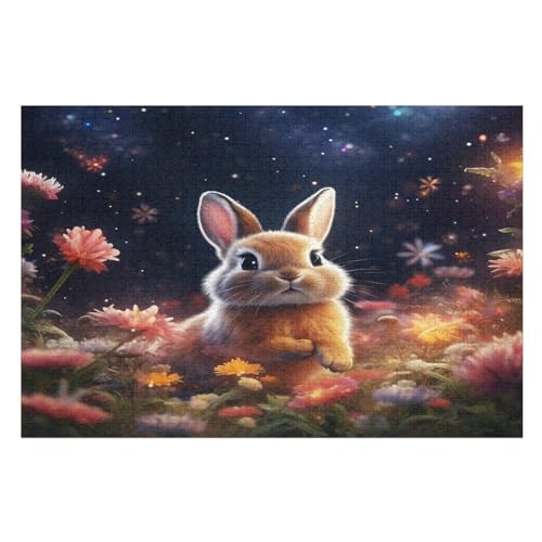 Kaninchen 1000 Teile Puzzles Für Erwachsene, Impossible Puzzle, Geschicklichkeitsspiel Für Die Ganze Familie, Kinder Holzpuzzle （75×50cm） von PPZYY