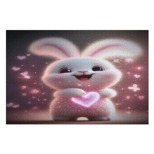 Kaninchen 1000 Teile Puzzles Für Erwachsene, Impossible Puzzle, Geschicklichkeitsspiel Für Die Ganze Familie, Kinder Holzpuzzle （75×50cm） von PPZYY