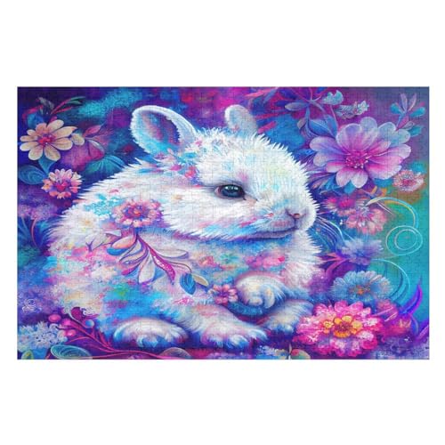 Kaninchen Holzpuzzle - 1000 Teiliges Jigsaw Knobelspiel - Puzzle Für Erwachsene & Kinder - Outdoor & Reisespielzeug （75×50cm） von PPZYY