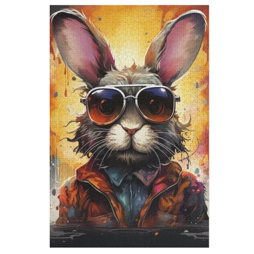 Kaninchen -Puzzle, 1000 Teile,Holzpuzzle Für Erwachsene Kinder, Lustiges Spielzeug, Denkspiel, Bildungsspiel, （78×53cm） von PPZYY