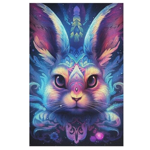 Kaninchen Puzzle Für Erwachsene 1000 Teile Premium Recyceltes Brett Zum Lernen, Lernspielzeug, Familienspiele Kinder Holzpuzzle （78×53cm） von PPZYY