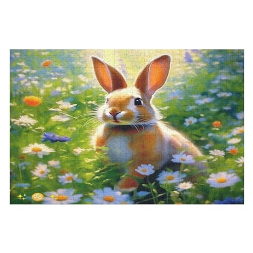 Kaninchen Puzzles 1000 Teile Erwachsener Kniffel Spaß Für Die Ganze Familie, Holzpuzzle Kinder Erwachsene, Impossible Puzzle Schwer （75×50cm） von PPZYY