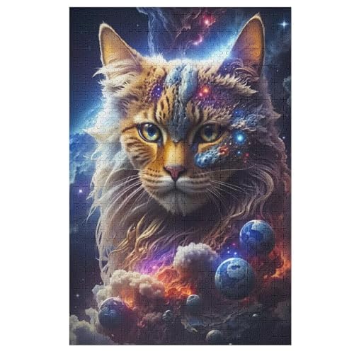 Katze 1000 Teile Premium-Puzzles Für Erwachsene Kinder- Holzpuzzles Spaß Und Lernspiele - Perfekte Puzzle-Geschenke （78×53cm） von PPZYY