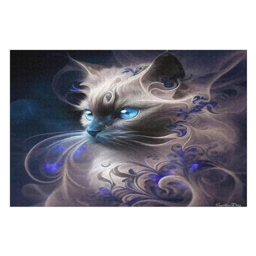 Katze 1000 Teile Puzzle Für Erwachsene, Herausforderung Puzzles - Verringerter Druck Schwieriges Holzpuzzle Für Kinder 12+ （75×50cm） von PPZYY