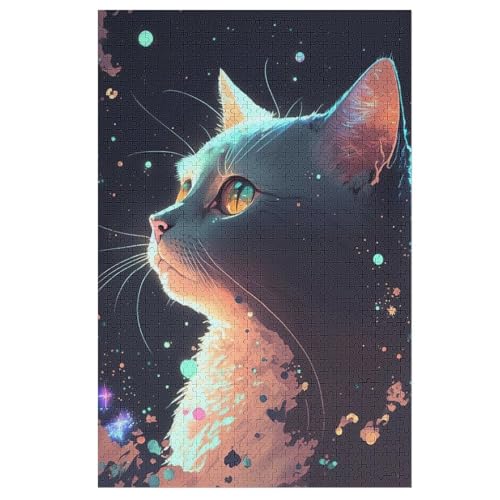 Katze Holzpuzzle 1000 Teile,Puzzles Für Erwachsene, Impossible Puzzle, Kinder Legespiel （78×53cm） von PPZYY