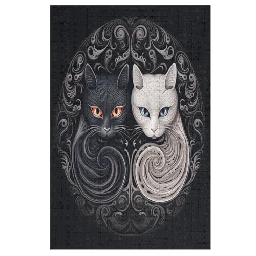 Katze Holzpuzzle 1000 Teile Klassische Puzzles Erwachsene Kinder Puzzle DIY Kit Holzspielzeug Einzigartiges Geschenk （78×53cm） von PPZYY