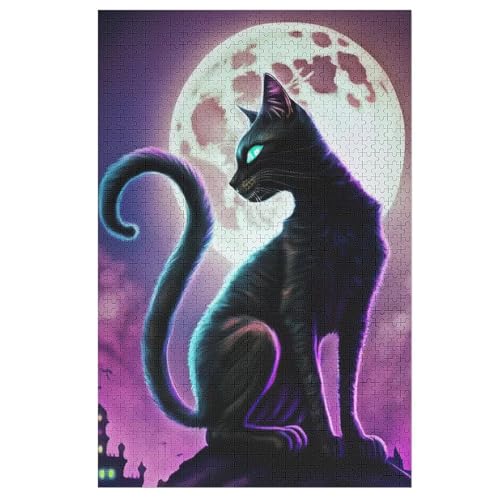 Katze -Puzzle, 1000 Teile,Holzpuzzle Für Erwachsene Kinder, Lustiges Spielzeug, Denkspiel, Bildungsspiel, （78×53cm） von PPZYY