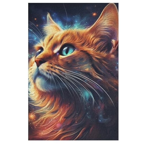 Katze Puzzle 1000 Teile, Holzpuzzle Herausforderndes Geschicklichkeitsspiel Für Die Ganze Familie, Kinder Erwachsenenpuzzle Ab 12 Jahren （78×53cm） von PPZYY