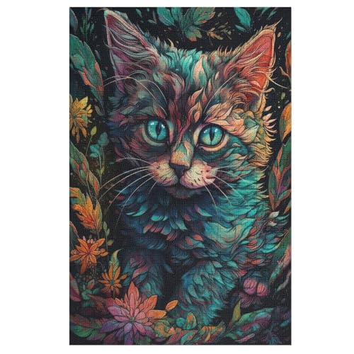 Katze Puzzle 1000 Teile, Holzpuzzle Herausforderndes Geschicklichkeitsspiel Für Die Ganze Familie, Kinder Erwachsenenpuzzle Ab 12 Jahren （78×53cm） von PPZYY