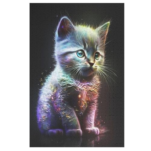 Katze Puzzle Für Erwachsene 1000 Teile Premium 100% Recyceltes Brett Zum Lernen, Lernspielzeug, Familienspiele Kinder Holzpuzzle （78×53cm） von PPZYY
